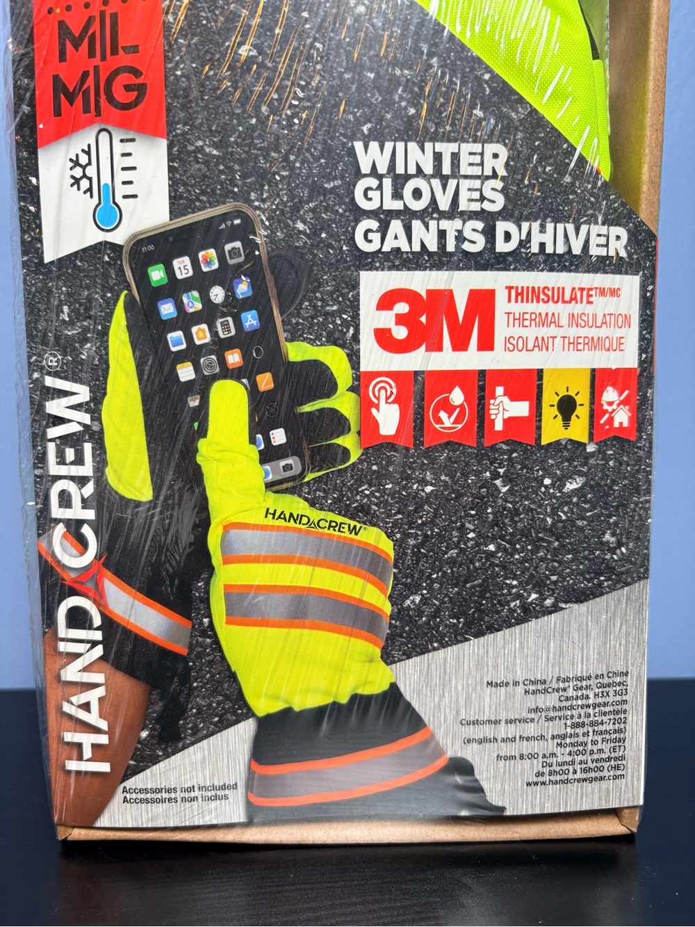 3M Thinsulate High-Visibility Neon Yellow Winter Work Gloves Set of 2